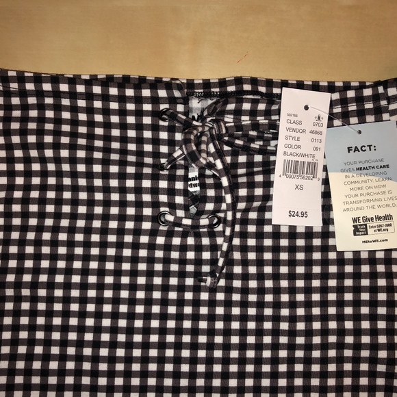 Pacsun Checkered Off-the-Shoulder Top XS - Picture 2 of 2